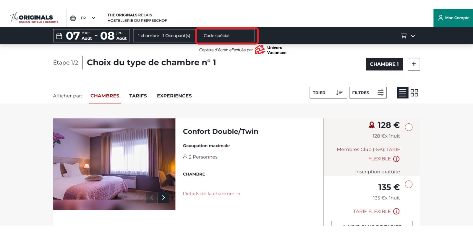 Capture d'écran du site The Originals Hotels